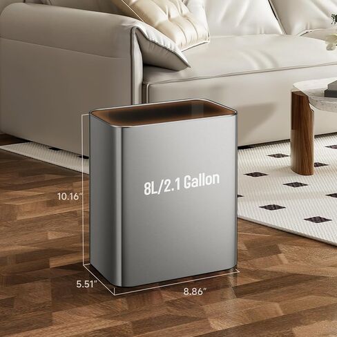 Small Metal Trash Can, 2.1 Gallon Slim Trash Can for Bathroom, Wastebasket Garbage Bin for Bedroom, Office, Kitchen, Under Sink (Matte Black) in Saudi Arabia