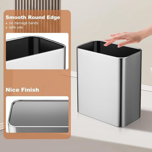 Small Metal Trash Can, 2.1 Gallon Slim Trash Can for Bathroom, Wastebasket Garbage Bin for Bedroom, Office, Kitchen, Under Sink (Matte Black) in Saudi Arabia