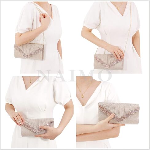 Naimo Flap Dazzling Clutch Bag Evening Bag With Detachable Chain in Kuwait