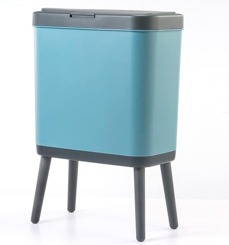 Bathroom Trash Can with Lid, Plastic Garbage Can with Lid, 4 Gal Gold Trash Bin with Push Button, Narrow White Trash Can Waste Basket for Bedroom, Living Room,Office，Dog Proof Trash Can in Kuwait
