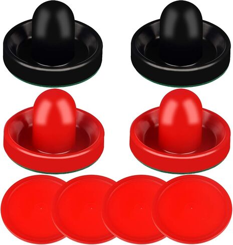 Air Hockey Pushers and Red Air Hockey Pucks, Goal Handles Paddles Replacement Accessories for Game Tables (4 Striker, 4 Puck Pack) in Kuwait