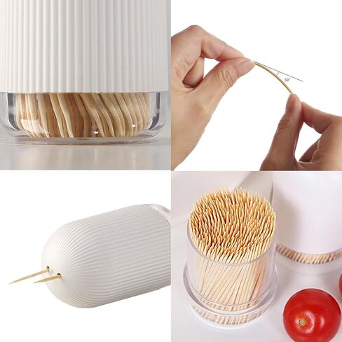 حامل أعواد أسنان قابل لإعادة الاستخدام، أعواد أسنان خشبية من الخيزران (300 قطعة) in Kuwait