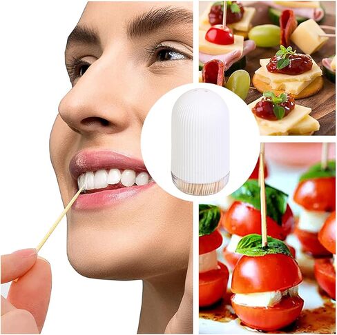 حامل أعواد أسنان قابل لإعادة الاستخدام، أعواد أسنان خشبية من الخيزران (300 قطعة) in Kuwait