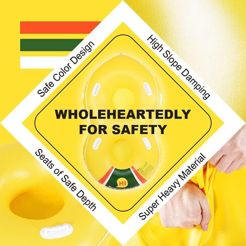 HIWENA Super Heavy Duty Snow Tube, 78 inches Inflatable Snow Sled for Kids and Adults, Double Sled Tubes, Thicken 0.75mm Thick Material Winter Sport Tube in Kuwait