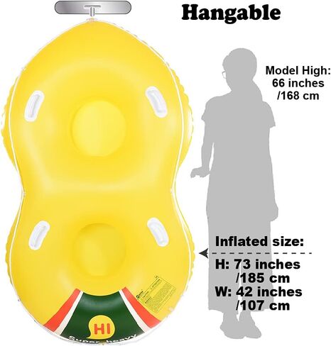 HIWENA Super Heavy Duty Snow Tube, 78 inches Inflatable Snow Sled for Kids and Adults, Double Sled Tubes, Thicken 0.75mm Thick Material Winter Sport Tube in Kuwait