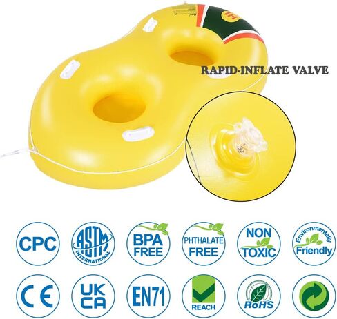 HIWENA Super Heavy Duty Snow Tube, 78 inches Inflatable Snow Sled for Kids and Adults, Double Sled Tubes, Thicken 0.75mm Thick Material Winter Sport Tube in Kuwait