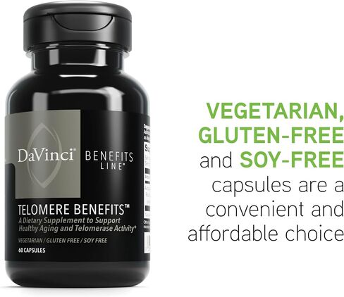 DAVINCI Labs Telomere Benefits - Dietary Supplement to Support Healthy Aging, Antioxidant Levels, Memory and Telomerase Activity* - with Astragalus Root Extract - Gluten-Free - 60 Vegetable Capsules in Saudi Arabia