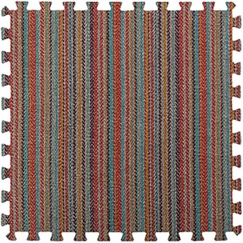 10 Pcs Plaid Interlocking Foam Mats Cotton Linen Foam Floor Mats Bohemian Style Interlocking Carpet Tiles for Home Gym, Floor Protection, Yoga, Fitness, Playroom, Exercise (Plaid Beige) in Saudi Arabia