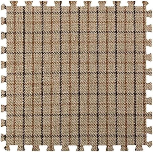 10 Pcs Plaid Interlocking Foam Mats Cotton Linen Foam Floor Mats Bohemian Style Interlocking Carpet Tiles for Home Gym, Floor Protection, Yoga, Fitness, Playroom, Exercise (Plaid Beige) in Saudi Arabia