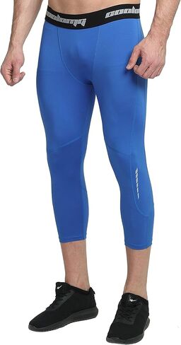 سراويل COOLOMG للرجال لكرة السلة للبالغين بطول 3/4 سراويل رياضية ضيقة باللون الأزرق in Kuwait