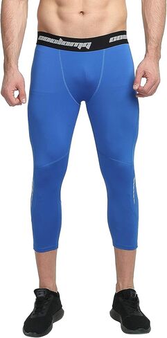 سراويل COOLOMG للرجال لكرة السلة للبالغين بطول 3/4 سراويل رياضية ضيقة باللون الأزرق in Kuwait