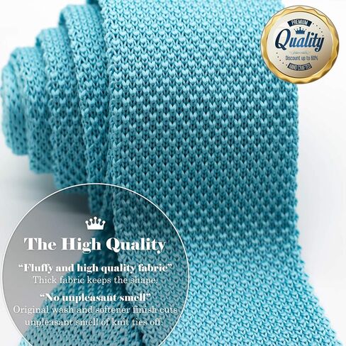 WANDM Men's Knit Tie Slim Skinny Square Necktie Width 2.2 inches Washable Solid Color and Gift Box in Kuwait