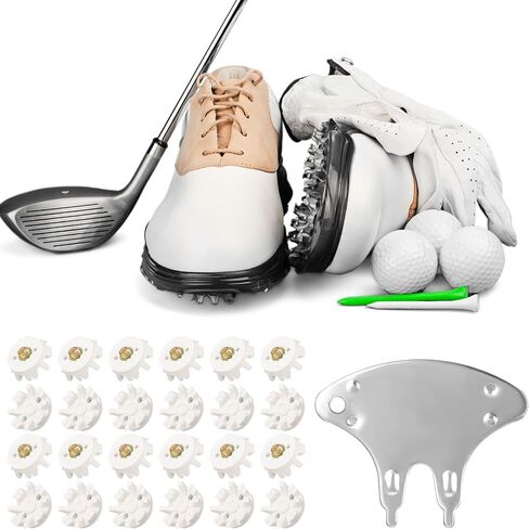 51 Pcs Golf Cleats Set 50 Golf Shoe Spikes Replacements with 1 Golf Cleats Spanner Metal Thread Screw 6 mm Dia Golf Shoe Cleats for Cricket Shoe Golf Player in Saudi Arabia