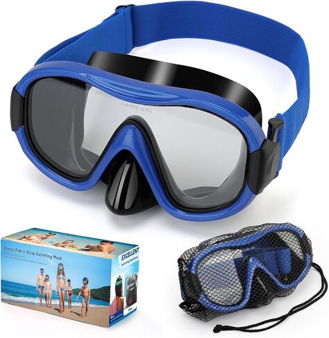 Swimming Goggles Scuba Snorkeling Mask for Adults, Adjustable Elastic Knitted Strap Swim Goggles, Tempered Glass with Panoramic Scuba Snorkel Diving Mask for Adults in Saudi Arabia