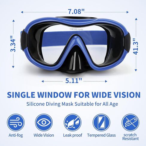 Swimming Goggles Scuba Snorkeling Mask for Adults, Adjustable Elastic Knitted Strap Swim Goggles, Tempered Glass with Panoramic Scuba Snorkel Diving Mask for Adults in Saudi Arabia