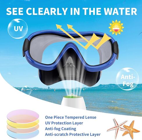 Swimming Goggles Scuba Snorkeling Mask for Adults, Adjustable Elastic Knitted Strap Swim Goggles, Tempered Glass with Panoramic Scuba Snorkel Diving Mask for Adults in Saudi Arabia