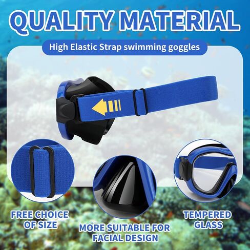 Swimming Goggles Scuba Snorkeling Mask for Adults, Adjustable Elastic Knitted Strap Swim Goggles, Tempered Glass with Panoramic Scuba Snorkel Diving Mask for Adults in Saudi Arabia