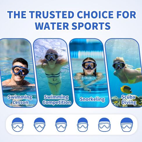 Swimming Goggles Scuba Snorkeling Mask for Adults, Adjustable Elastic Knitted Strap Swim Goggles, Tempered Glass with Panoramic Scuba Snorkel Diving Mask for Adults in Saudi Arabia