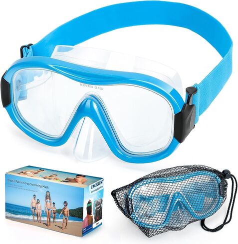 Swimming Goggles Scuba Snorkeling Mask for Adults, Adjustable Elastic Knitted Strap Swim Goggles, Tempered Glass with Panoramic Scuba Snorkel Diving Mask for Adults in Saudi Arabia