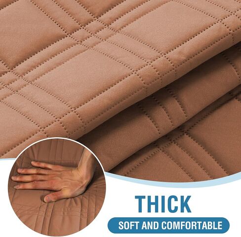 H.VERSAILTEX 100% Waterproof Futon Cover Reversible Futon Slipcover Armless Sofa Slipcover Furniture Protector Seat Width Up to 70" Washable with Adjustable Elastic Strap Anti-Slip, Terracotta/Beige in Saudi Arabia