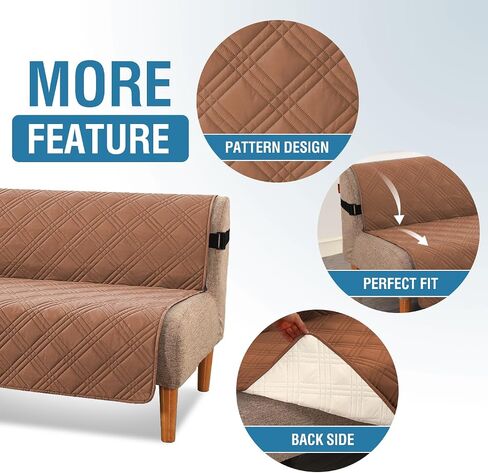 H.VERSAILTEX 100% Waterproof Futon Cover Reversible Futon Slipcover Armless Sofa Slipcover Furniture Protector Seat Width Up to 70" Washable with Adjustable Elastic Strap Anti-Slip, Terracotta/Beige in Saudi Arabia