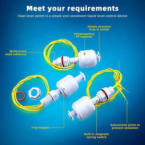 DP5200 Plastic PP Float Switch，6pcs DP5200 Vertical Float Fish Tank Liquid Water Level Sensor Switch for Bilge Pump Water Tank Aquarium in Saudi Arabia