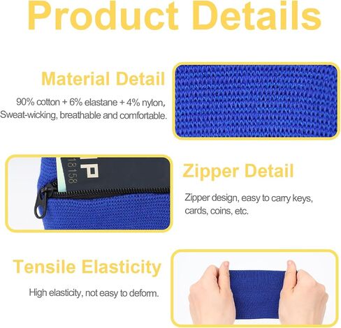 4PCS Wrist Wallet, Wrist Pouch with Zipper, Sports Absorb Sweat Wristbands, Wrist Card Holder for Women Men Running Hiking Jogging, Wrist Pouch for Storage Key Card Cash in Saudi Arabia