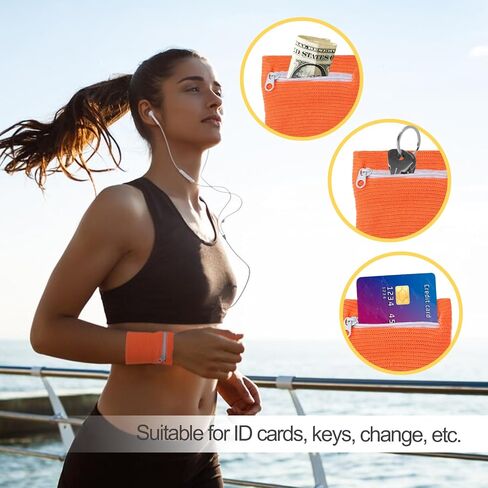 4PCS Wrist Wallet, Wrist Pouch with Zipper, Sports Absorb Sweat Wristbands, Wrist Card Holder for Women Men Running Hiking Jogging, Wrist Pouch for Storage Key Card Cash in Saudi Arabia