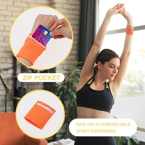 4PCS Wrist Wallet, Wrist Pouch with Zipper, Sports Absorb Sweat Wristbands, Wrist Card Holder for Women Men Running Hiking Jogging, Wrist Pouch for Storage Key Card Cash in Saudi Arabia