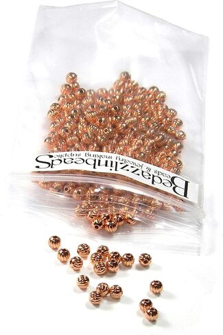 100 قطعة من معدن النحاس النقي المخدد 3 مم، خرزة فاصل صغيرة مستديرة مموجة in Kuwait