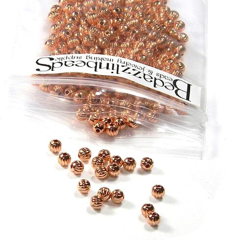 100 قطعة من معدن النحاس النقي المخدد 3 مم، خرزة فاصل صغيرة مستديرة مموجة in Kuwait