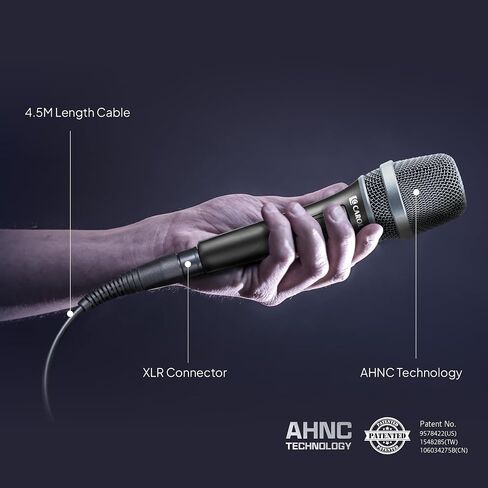 CAROL Dynamic Microphone Vocal with Super-Cardiod Unidirectional, Top Choice for Live Stage Performance Noise Cancelling AHNC Technology, AC-900S Black in Saudi Arabia