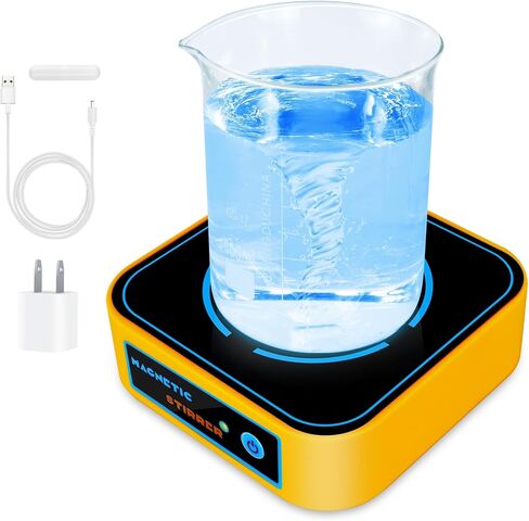 Magnetic Stirrer 3000RPM, Magnetic stir Plate with Stir Bar and 5 Gear Speed Adjusting, Mini Magnetic Mixer Lab Stirrers, Max Stirring Capacity 2000ml-Yellow in Saudi Arabia