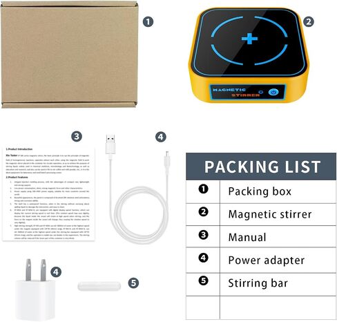 Magnetic Stirrer 3000RPM, Magnetic stir Plate with Stir Bar and 5 Gear Speed Adjusting, Mini Magnetic Mixer Lab Stirrers, Max Stirring Capacity 2000ml-Yellow in Saudi Arabia