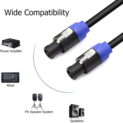 كابل مكبر الصوت إلى مكبر الصوت، (2 حزمة 50 قدم) سلك صوت احترافي بقياس 12 AWG سلك كابل مكبر صوت DJ مع قفل ملتوي - 2 موصل in Saudi Arabia