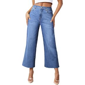 Sidefeel Women's Wide Leg Jeans High Waist Stretchy Straight Leg Denim Pants in Kuwait
