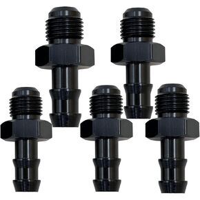 5pack -6AN Flare to 3/8"NPT Hose Barb Fittings Adapter Aluminum Fuel Line -6 AN Male to 3/8" Push On Barb Connector Black Straight
