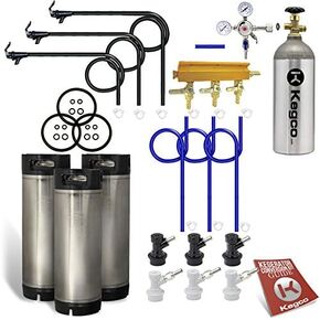 Kegco 3P3SHPCK-BALL5T Kegerator Kit, 3-Tap, Stainless Steel