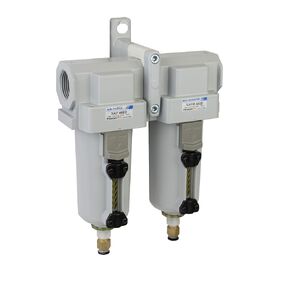 PneumaticPlus SAFU450-N04-MEP Air Oil Removing (0.1 µm), Coalescing (0.01 µm) Filter Combo, 1/2" NPT, Metal Bowl w/Manual Drain