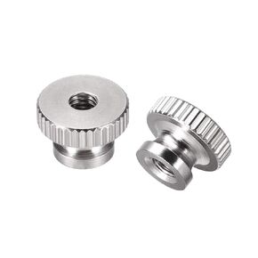 uxcell Knurled Thumb Nuts, 2Pcs M4x0.7mm 304 Stainless Steel Round Knobs Fasteners for 3D Printer Parts, Silver Tone