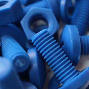 20 x Blue Pan Head Screws Polypropylene (PP) Plastic Nuts and Bolts, Washers, M8 x 20mm, 5/16 x 25/32