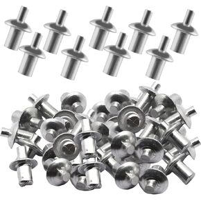 100 Pcs Round Head Rivet, Reusable Aluminum Core Rivet, Hammer Drive Rivets, Knock Type Expansion Rivets, Round Head Aluminum Core Rivets for Indoor Outdoor Electronic Equipment