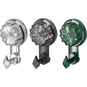 Suction Cup Hooks for Shower,Adhesive Towel Hooks,No Drill Hooks for Hanging on Bathroom or Kitchen. (3 Pack,Clear)