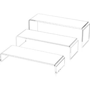 Acina Large Acrylic Display Risers: 3Pcs 9" Rectangular Clear Display Stand Shelf for Retail Desktop Shoe Showcase Fixtures Jewelry Dessert