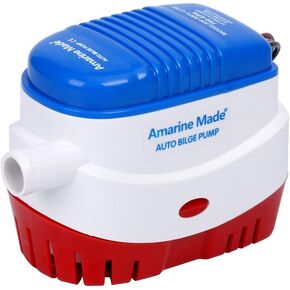 Amarine Made Automatic Bilge Pump Submersible Small Electric Boat Bilge Pump 12v 750gph Auto with Float Switch 3/4 inch Outlet Diameter, Bilge Pump for Boats