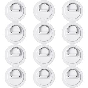 12 Pieces Stainless Steel D-Ring Patch for PVC Inflatable Boat Circular D-Ring Pad Patch for Raft Kayak Sup Dinghy Deck Surfboard PVC Paddle Board Accessories No Glue Included