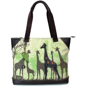 CHALA Safari Forest Animal- Large Canvas Tote Shoulder handbag with detachable Purse Charm (912) in Kuwait