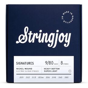 Stringjoy BAL98 8 String Signatures Nickel Electric Guitar Strings, (Balanced Super Light Gauge, 9-72)