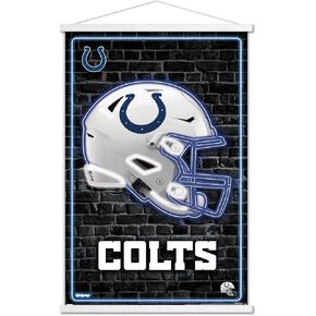 Trends International NFL Indianapolis Colts - Neon Helmet 23 Wall Poster, 22.37" x 34.00", Premium Print and Beechwood Hanger Bundle