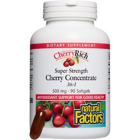 CherryRich by Natural Factors, Super Strength Cherry Concentrate, Antioxidant Support for Healthy Joints and Uric Acid Metabolism, 90 softgels (90 servings)